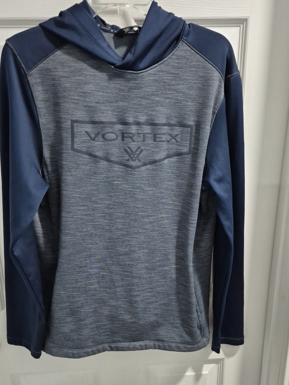 Vortex Men's Navy and Heathered Gray Hooded Performance Pullover